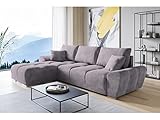 ML Furniture Velvet Ecksofa in L-Form – Lila Sofa – Couch mit Stauraum und Kissen - Ausziehbares Schlafsofa – Sofa mit Schlaffunktion - Schlafsofa mit Bettkasten – Gästebett – 289 x 189 cm