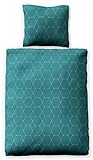 jilda-tex Bettwäsche 100% Bio Baumwolle Simple Geometric Made IN Green (Simple Geometric Petrol)