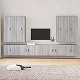 Hommdiy Wohnwand 8-TLG Wohnwand TV-Schrank-Set Grau Sonoma Holzwerkstoff