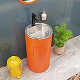 JHTTDZH Standwaschbecken Vintage Industrial Style,waschbecken Mit Unterschrank Retro -säulenstil Waschbecken, Ktv Waschtisch45*45 * 85Cm(Size:Openable Cabinet Door,Color:Orange)