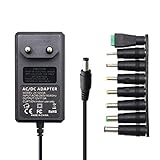 Abakoo Universal 12V 3A Netzteil Ladegerät 36W für 12V Haushalts Elektronik LED Streifen 3000mA mit DC Plug 5,5/2,1mm Adapter- 140cm, mit 8 Stecker