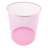 LEVIATAN Papierkorb aus Drahtgeflecht Draht Mesh | Büro Mülleimer | Abfalleimer für Zimmer unter Schreibtisch | Papiereimer ø26 x 28 cm 12L Puderrosa