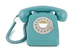 GPO 746ROTARYBLU Retro Telefon mit Wählscheibe im 70er Jahre Design Blau