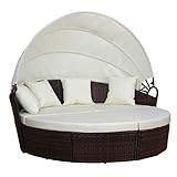 SVITA Savannah Sonneninsel mit Dach Polyrattan-Lounge Gartenmuschel Rattanmöbel Gartenliege Braun