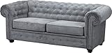 Meble Roberto Imperial Sofa 2-Sitzer Chesterfield Sofa 194 cm, Sofa mit Schlaffunktion, Wohnlandschaft, Sofas & Couches, Wohnzimmer Schlafsofa Farbe: Silber