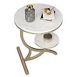 Runder Beistelltisch, Beistelltisch mit Stauraum, moderner Sofatisch, kleiner Couchtisch, Nachttisch for Wohnzimmer, Schlafzimmer und kleine Räume, Heimdekoration (Felsplatten) ( Color : Pattern , Siz