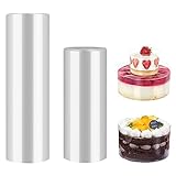 XiYee 2 Rolls Cake Edge Film, Transparent Roll of Cake Collars, Transparent Acetate Roll for Cake Decoration Chocolate Mousse Dessert Rings（15cm/20cmx10 m）