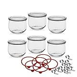 Weck luftdicht Clip-Close versiegelt Tulip 580 ml Tiegel mit Deckel 100 mm, 6 Stück, Glas, Durchsichtig, 6 x 580 ml, 6