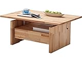 möbelando Couchtisch mit Liftfunktion Wohnzimmertisch Couchtisch Tisch Massivholz Titus