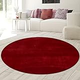 Teppich-Traum runder Teppich für Diele & Flur | weicher-warm und waschbar | in rot, 120 cm rund