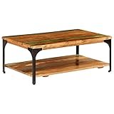 BULANED Couchtisch mit Ablage, Wohnzimmertisch, Sofatisch, Coffee Table, Living Room Table, Beistelltisch, Teetisch, Cauchtisch, Ouchtisch, 100x60x35 cm Altholz Massiv