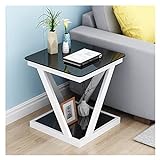 Glas-Ecktisch Mini Nachttisch - Leichter Luxus Einfacher Schlafzimmer Couchtisch - Metallrahmen Kleiner Quadratischer Tisch - Sofa Beistellschrank - Sofa Beistelltisch