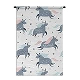 Tapisserie Kinderzimmer Muster - Kinder Muster mit Einhörnern verziert Sternbilder Wandteppich Baumwolle 60x90 cm - Wandteppich mit Foto