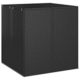 JUNZAI Garten-Kissenbox, Gartenbox, Auflagenbox, Gartenschrank, Balkonschrank, Aufbewahrungsbox, Gartenkiste, Balkon Schrank, Outdoor Box, PE Rattan 100x97,5x104 cm Schwarz