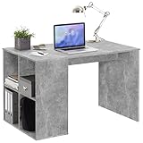 Youuihom Schreibpult, Büroschreibtische, Computerschreibtische, Schreibtisch mit Regal 117×73×75 cm Betonoptik Geeignet für Schlafzimmer, Wohnzimmer, Büros, Schlafsäle