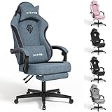 SITMOD Gaming-Stuhl mit Fußstütze-Computer Ergonomischer Videospiel-Stuhl-Rückenlehne und Sitzhöhenverstellbarer drehbarer Arbeitsstuhl für Erwachsene mit Lordosenstütze (Blau)-Stoff