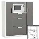 habeig Küchenschrank 8540 weiß anthrazit Singleküche Küchenregal Küchenzeile Schrank - 68kg ! schwer