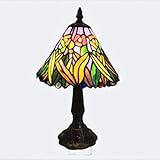 HZH Kleine schwarze Tischlampe, Blumen-Design, Buntglas-Tischlampe, traditionelle Vintage-Tischlampe, rustikale Harz-Tischlampe, Tischlicht-Nachtlichter, geringer Stromverbrauch, Nachttischlampe