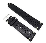 Sandtuhr Fluco Hunter Racing Rally 18 mm schwarz Leder Herren Uhrenarmband Made in Germany