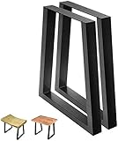 2X Tischbeine Metall Schwarz Gestell Trapez für Schreibtisch, Esstisch, Couchtisch, Bank | Tischkufen Profil 65x71cm | Schreibtischbeine, Bankbeine Open-Form | 2 Stück