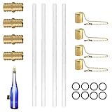 Rolempon Weinflaschen-Fackel, Öllampen-Docht-Ersatz, 4 langlebige Fackel-Dochte, Hardware-Kit, Messing-Dochthalterung für DIY-Fackel-Innen- und Außendekoration