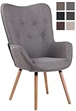 CLP Lounger Ashford Stoff I Ohrensessel Gepolstert I Sessel Mit Eichenholzgestell I Sitzhöhe: 50 cm, Farbe:grau, Gestell Farbe:Natura
