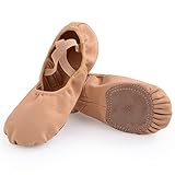 ZDQ Ballettschuhe Mädchen Gymnastikschuhe Damen Ballerina Schuhe Ballettschläppchen Kinder Ballett Schläppchen Tanzschuhe Turnschläppchen Frauen Tanzschlappen mit Ledersohle Braun 29