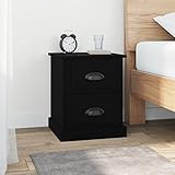 JUNZAI Nachttisch, Nachtschrank, Nachtkästchen, Bedside Table, Komodenschrank, Nachtkommode, Beistelltisch, Nightstand, Schlafzimmer Möbel, Schwarz 39x39x47,5 cm Holzwerkstoff