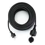 Verlängerungskabel 5m Schwarz Gummi Verlängerung mit Schuko Stecker IP44 Outdoor Kabelverlängerung H05RR-F 3G 1,5mm² 3500W Außenkabel mit Schutzkappe und Kindersicherung