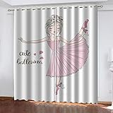 SAKKAI Vorhang Blickdicht Ösen - 3D Ballerina-Mädchen Muster Ösenschal 2Er Set, Schallschutz Thermo Vorhänge, Gardinen Wohnzimmer Modern, Verdunkelungsvorhang Schlafzimmer Fensterdekoration 200X160cm