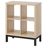 IKEA KALLAX Regal mit Untergestell 77x94 cm weiß gebeizt Eiche Optik / schwarz