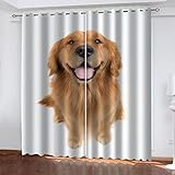 Vorhänge Wohnzimmer Blickdicht Gardinen Verdunkelungsvorhang Schlafzimmer Kinderzimmer Thermovorhang Fensterdekoration 3D Elch, Roter Blumenvogel Muster Ösenschal 2Er Set 230X234Cm