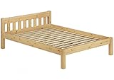 Erst-Holz® Doppelbett Massivholzbett 140x200 Kiefer Natur Futonbett Einzelbett Rollrost 60.38-14