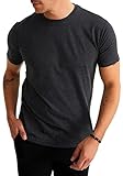Leif Nelson T-Shirt Herren Rundhals Ausschnitt Baumwolle-Anteil Sommer Basic Männer Shirt Crew Neck Jungen Kurzarmshirt O-Neck Kurzarm Sleeve LN9036 Anthrazit Melange Größe XL