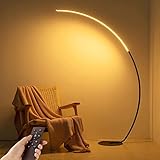 LED Bogenlampe Dimmbar Wohnzimmer Stehlampe Schwarz, 25W Modern LED Stehleuchte mit Fernbedienung, Halbrunde Arc Design Bogenleuchte, Stehend Leselampe für Sofa, Schlafzimmer, Büro, Esszimmer, H170cm