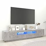 ZEYUAN TV-Schrank, Fernsehtisch, Tv Lowboard, Fernsehschrank, Tv Bank, Tv Table, Tv Kommode, mit LED-Leuchten Betongrau 200x35x40 cm