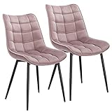 WOLTU® Esszimmerstühle BH142rs-2 2er Set Küchenstuhl Polsterstuhl Wohnzimmerstuhl Sessel mit Rückenlehne, Sitzfläche aus Samt, Metallbeine, Rosa