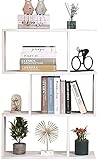 Etnicart - Bücherregal White Shelf Office Modern Zeitgenössisch Doppelseitig Holzteiler Home Day 70x23.5x96 Freistehende Regale Regale Würfel Wandgestaltung