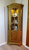 Vinkelau Massivholzmöbel Eckvitrine Vitrine für Ecke 'Schwerin' Eiche massiv gelaugt rustikal Höhe 193 cm mit Bogen Qualität 'Made in Germany'