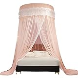 Katolang Moskitonetz, Betthimmel, groß, weiß, Betthimmel für Mädchen, einfache Installation, Kuppel-Moskitonetz, Bettzelt für Babybett, Kinderbett und Erwachsenenbetten, Hellorange