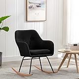 YUMENG Schaukelstuhl, Sessel Wohnzimmer, Schaukelsessel, Schwingsessel, Stillsessel, Ohrensessel, Tv Sessel, Rocking Chair, Relaxsessel, Schwarz Stoff