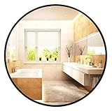 Kleiner Spiegel Badezimmerspiegel, Aluminiumspiegel, Runder Make-up-Spiegel, Toilettenglas, Waschbeckenspiegel, Wandbehangspiegel Kosmetischer Spiegel (Color : Svart, Size : 30 * 30CM)
