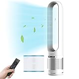 EZSMART Turmventilator Leise mit Fernbedienung, 105CM HEPA Filter 80° Oszillierender Ventilator, 8H Timer, 8 Einstellstufen Windgeschwindigkeit für Büro, Schlafzimmer (Silber)