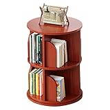 Dlmeda Drehbares Bücherregal aus massivem Holz, 2-stöckiges Boden-Bücherregal im Studentenwohnheim, Bücherregal, Regal, Organizer, Regale for Wohnzimmer und Büro (Color : Brown-b, Size : 43 * 68cm)