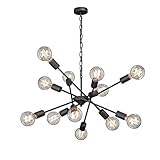 VITALUCE Kronleuchter, Pendellampe, Hängelampe VE4750-1/12, Moderner Stil, 12-flammig x E27 max 40W, Farbe: Schwarz, Material: Metall, HxD: 96x74cm, 2 kg