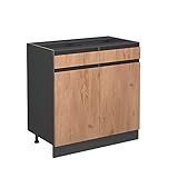 Vicco Schubunterschrank Küchenschrank Küchenmöbel R-Line J-Shape 80 cm modern (Anthrazit-Eiche)