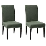 SU SUBRTEX Stuhlhussen für Esszimmerstühle aus Stretch, Jacquard, abnehmbar, waschbar, kurz, für Esszimmerstuhl, Schutz für Party/Hochzeit, 2 Stück, Olivgrün