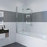 Duschwand für badewanne, 120 x 140 cm Duschwand Badewannenaufsatz Duschabtrennung mit 6mm Nano Easy Clean Glas
