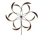 Großes Metall Windrad 'Blume XXL' - massives Windspiel Windmühle für den Garten - wetterfest und standfest - mit besten Kugellagern - aus Vollmetall mit Edelrost-Patina – Höhe 263 cm