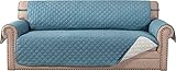 LINGKY Sofaschoner für Hunde Gesteppte Sofa überzug wasserdichte Sofabezug rutschfeste Sofaschutz Sofaüberwurf für Verschütten, Abnutzung und Riss Schützen (Blau,4-Sitzer)